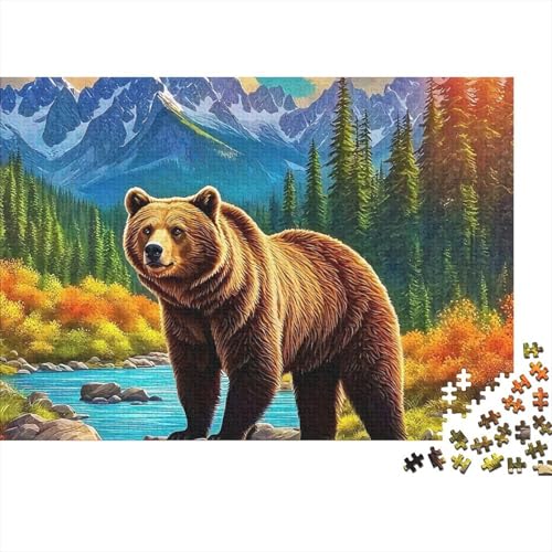 Rompecabezas de Oso Pardo de 1000 piezas, puzle floral de 70x50 cm para decorar el salón en familia.