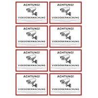 Videoüberwachung Aufkleber Sticker wetterfest & wasserabweisend Warnschild Hinweisschild Kamera-Überwachung Für Innen und Außenbereich (8x DSGVO A7)
