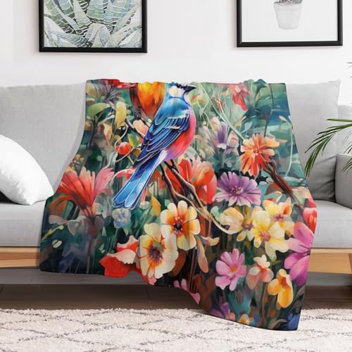 Couverture chaude Birds And fleurs pour des soirées cocooning au salon