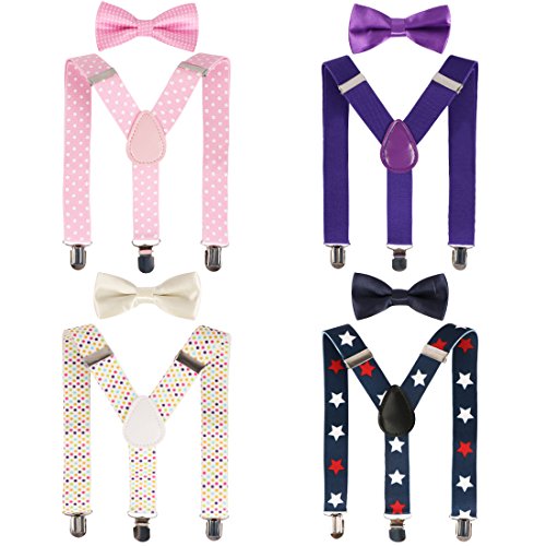 Bretelles garçons élastiques et noeuds papillon réglables enfants kilofly Set4 C