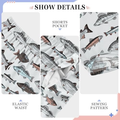 ZZXXB Fish Printing Boys Long Pants Soft Trousers Elastic Waist Kids Lounge Bottoms with Pockets S-XL4