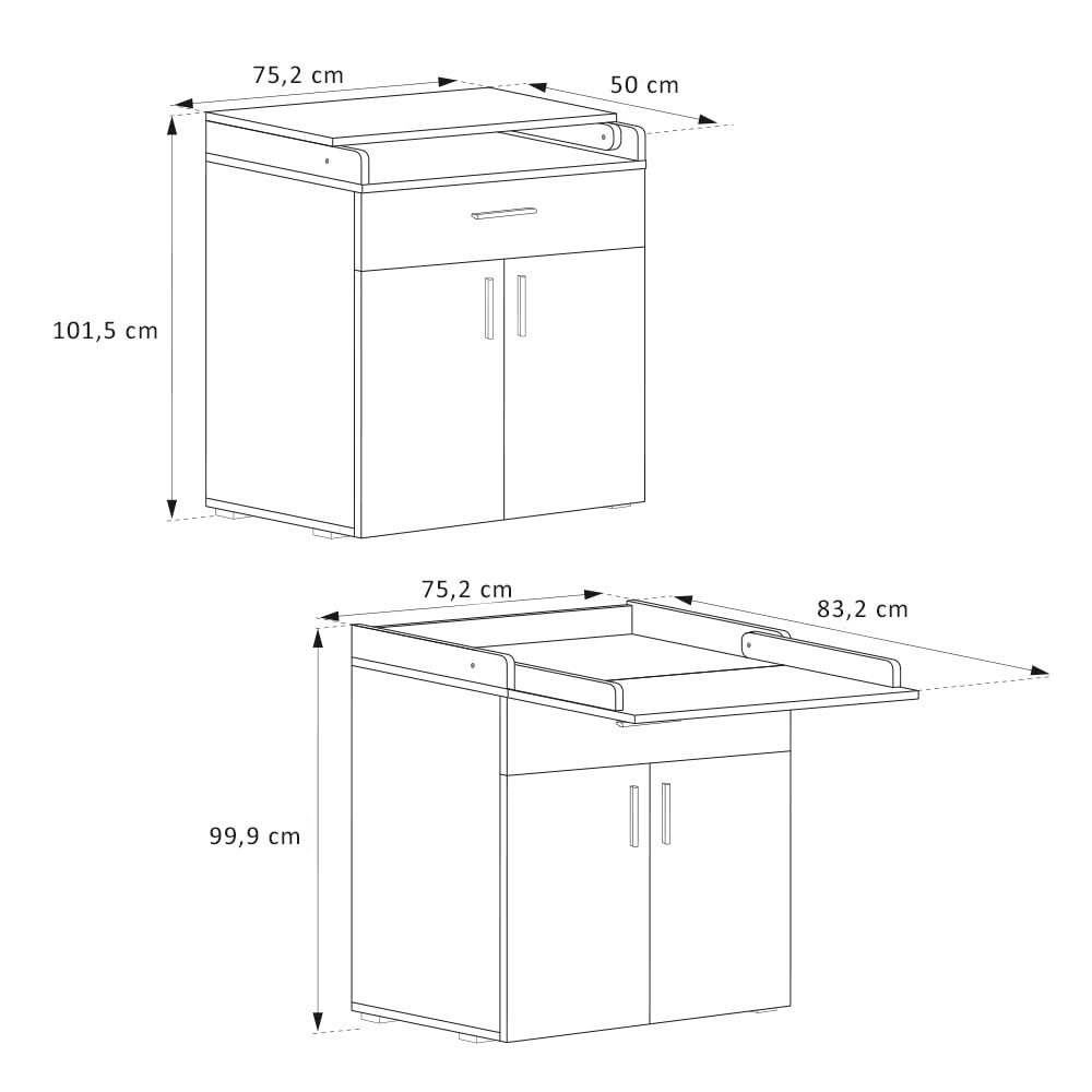 Vicco Mueble cambiador bebé "Lena", Blanco, 75 x 100 cm