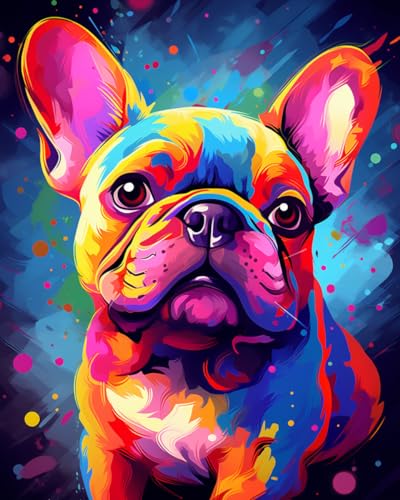 Cross-Stitch Stamped Kits, Understanding French Bulldog Dog, Printed Cross Patterns, Embroidery Crafts Needlepoint Kit, Beginners Starter Kits, DIY Handmade Gifts 11CT 3 Strands 16x20 inch