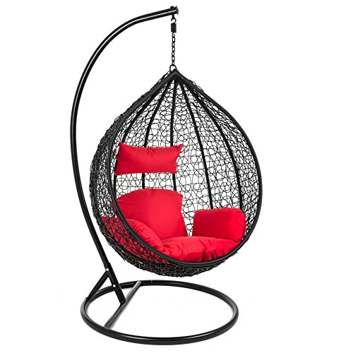 Hängesessel Polyrattan mit Gestell Farbe: Schwarz*