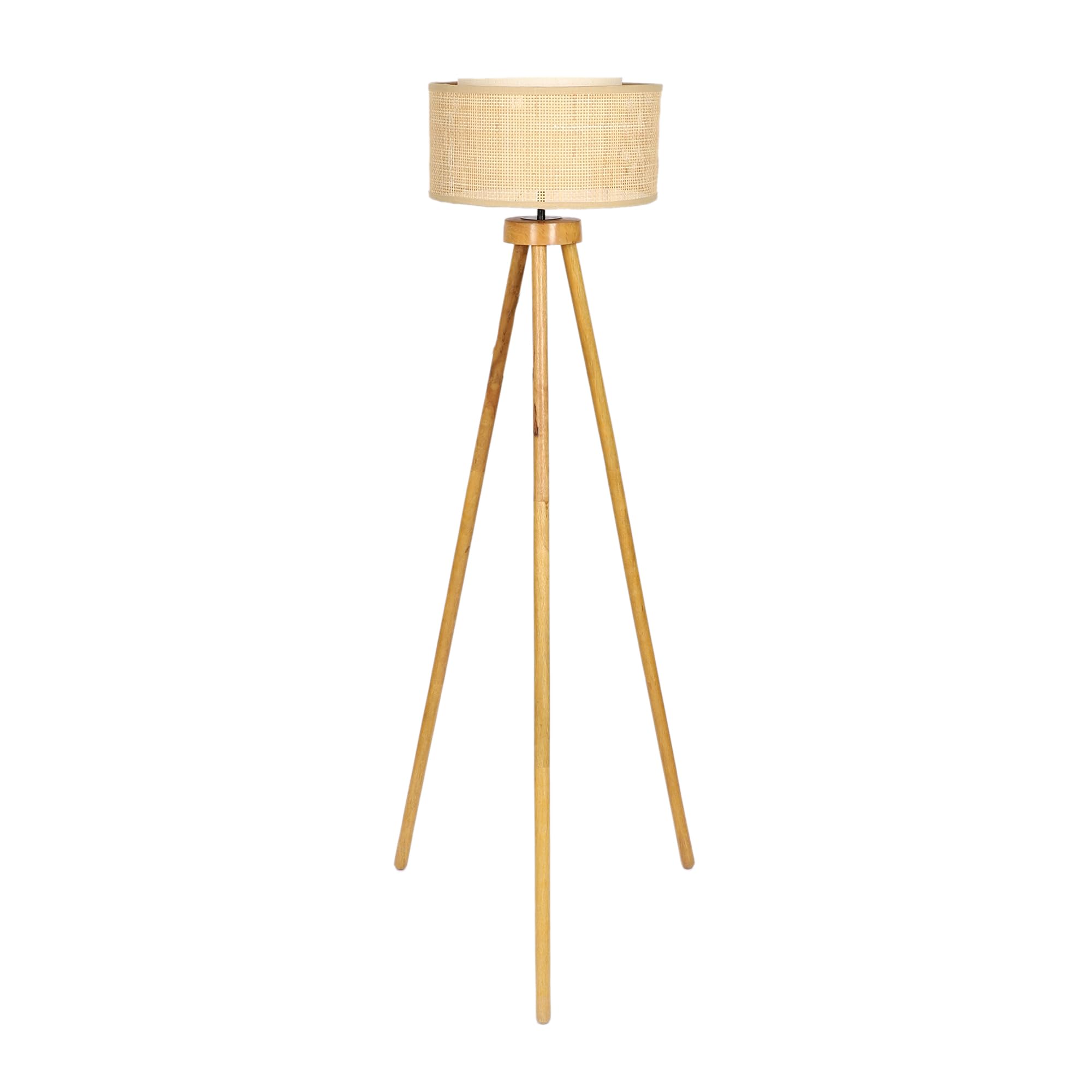 AKWAY Bamboo Floor Lamp | Rattan Standing Lamp | Cane Tall Lamp for Living Room (Bulb not Included) (Shade - 14" x 8" H) - Pixie 1