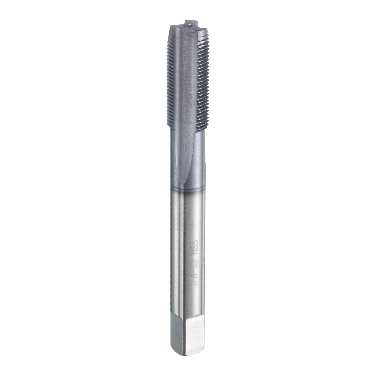 sourcing map 3/8"-32 UNS Thread Tap 6542 Cobalt High-Speed Steel TiCN Coated Plug Tap Right Hand Flat Head 3 Straight Flutes Screw Threading Hand Tap