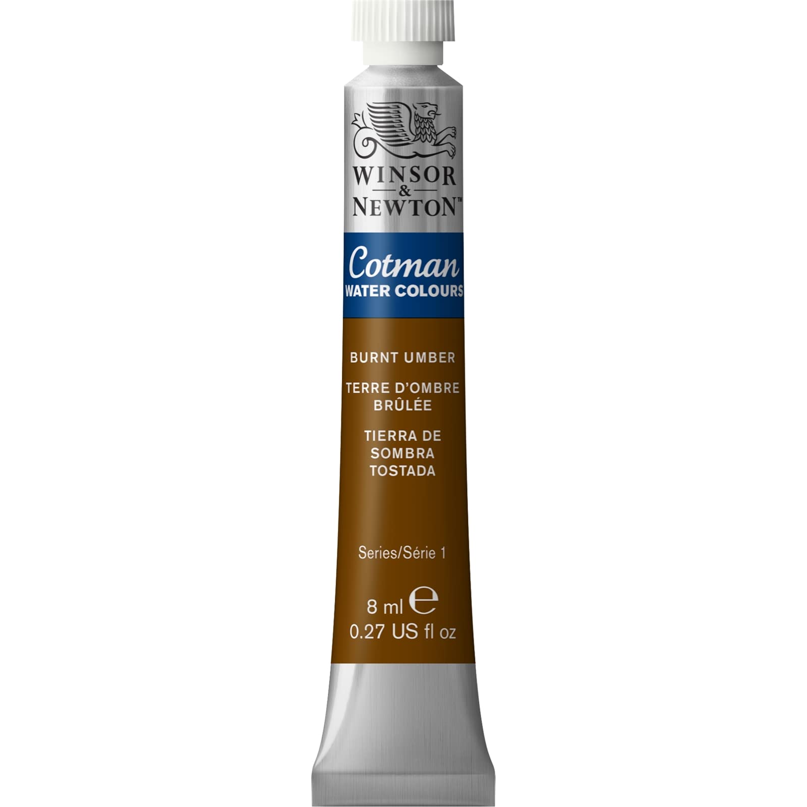 Winsor & Newton 8840081 Cotman Watercolour Paint, Studio Watercolours, Vibrant, High-Quality Colours with Very Good Processing Properties, 8 ml Tube, Burnt Umber — image 1