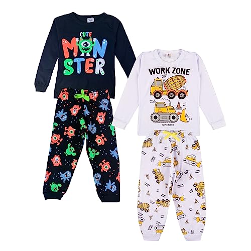 Kit Sortido 3 Pijamas Comprido Infantil Menino - 3 Camisas + 3 Calças - Kit com 3 Pijama de Roupa In