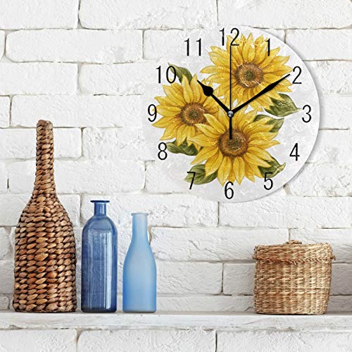 Reloj de pared analógico silencioso 25 cm amarillo miniatura 3