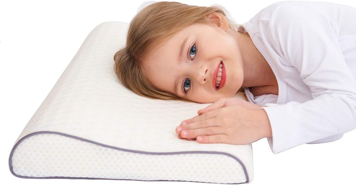 Kids Memory Foam Wave Pillow, Hypoallergenic Neck Support for Children (3-10 Years), Breathable & Machine Washable Cover, Certified Safe Toddler Pillow for First Big Bed, Orthopedic Design
