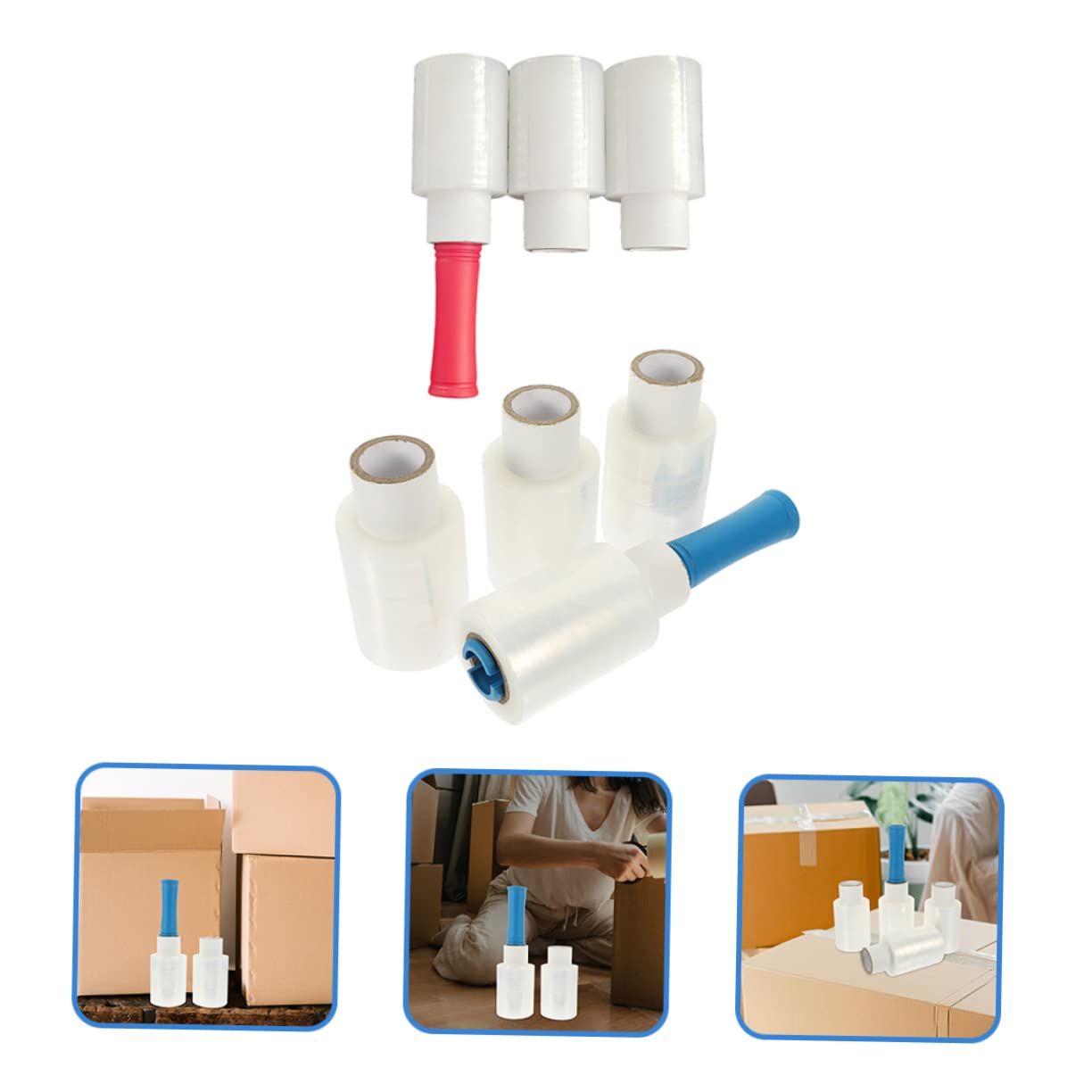 DOITOOL Membrana De Manija Film Retráctil Industrial Autoadhesivo Film Para Mudanzas Rollo De Estirable Transparente