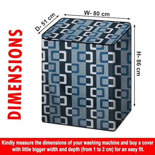 Image of The Furnishing Tree Semi-Automatic Top Load Washing Machine Cover | Waterproof & Dustproof | Easy to Clean | Durable & Washable, Modern Square Geometric Print Polyester (51x80x86 CM)