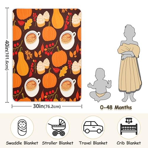 Burbuja Pumpkin Spice Cups Baby Blanket for Boys Girls, Nursery Soft Warm Swaddling Receiving Baby Blankets, 30x40 in Toddler Blanket3