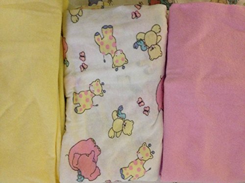 4 Spencers Fitted Bassinet Sheets (2 X 2 PACKS) PINK,YELLOW, 2 WEE BEAR PRINTS