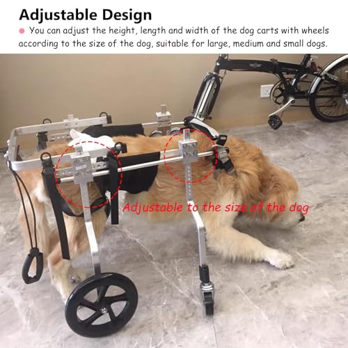 Silla de ruedas ajustable para perros con 4 ruedas de soporte completo 7