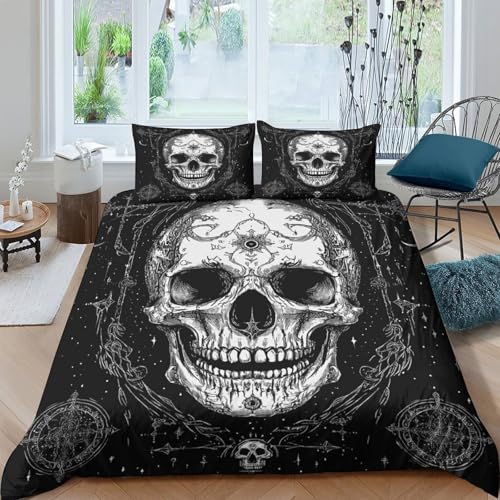 Housse de couette crâne 3D en microfibre résistante et super douce 135x200