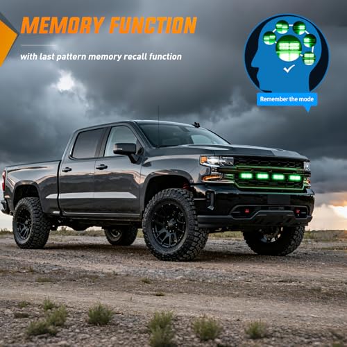 Image of Nilight 4PCS 24LED Green Strobe Light 12V /24V Grille Surface Mount | Hazard Safety Warning Light with Sync Feature for Car Truck Camper Side Marker Aluminum Alloy Base Emergency Lights