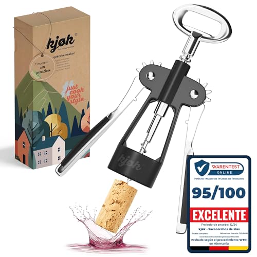 Kjøk Premium Sacacorchos De Alas, Abridor De Botellas De Vino, Abrebotellas Multifuncional Para Vino, Sacacorchos De Aleación De Zinc Para Corchos Y Botellas Con Cierre Metálico