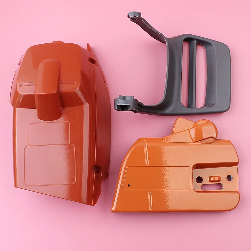 Accesorios Cubierta de piñón de embrague de freno de cadena, protector de mano compatible con Husqvarna 340 345 350, pieza de repuesto de motosierra, cubierta de cubierta de motor de cilindro superior