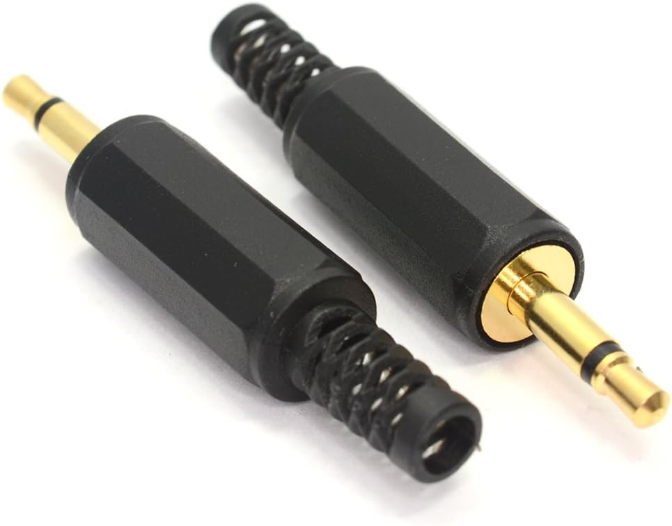 kenable 3.5mm Mono Jack Plug End Gold Solder Yourself [2 Pack]