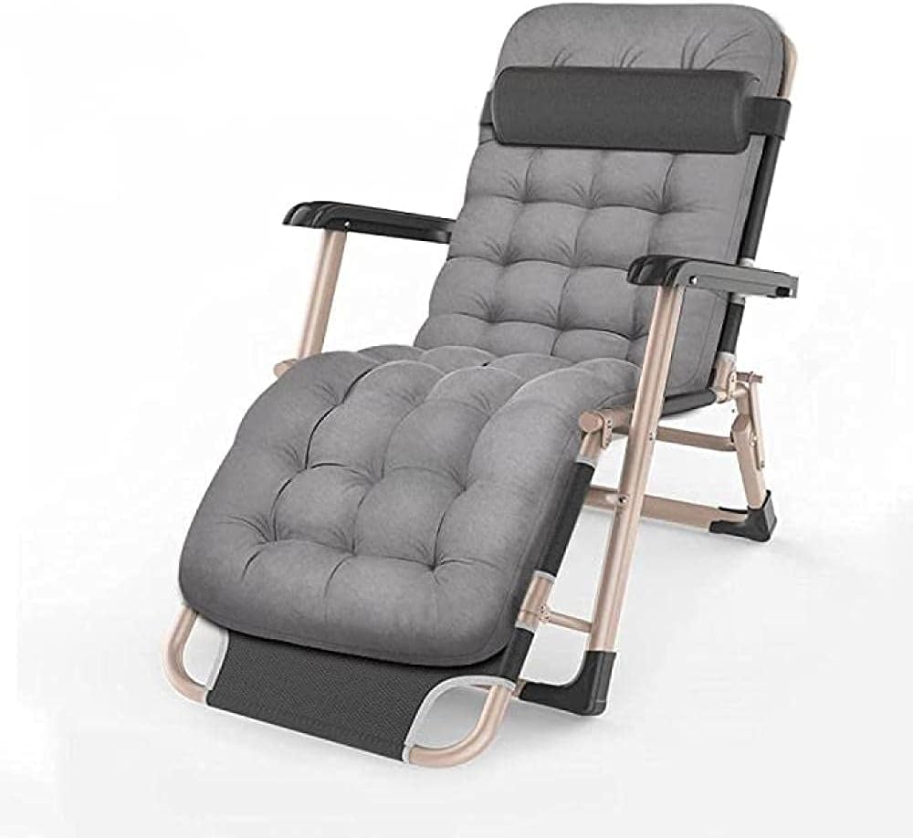 Silla de jardín Plegable para Patio al Aire Libre, tumbonas, sillas reclinables, Tumbona de Playa, Silla de Gravedad Cero, Silla de Gravedad Cero, Silla de Gravedad Cero, Transpirable Negro + ALM