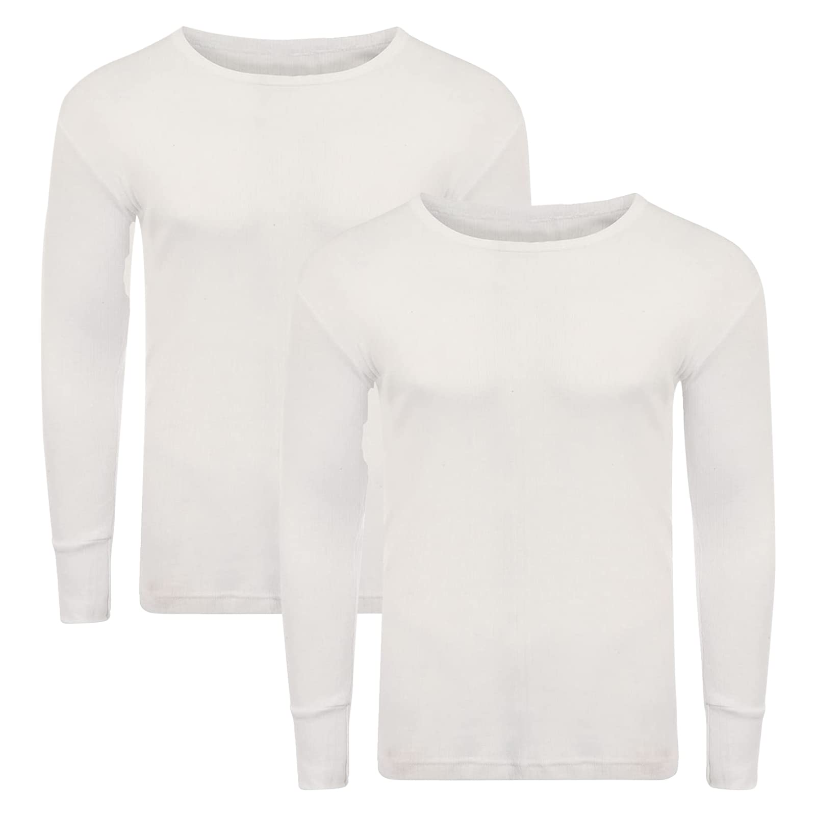 Pack of 2 Mens Thermal Long Sleeve Base Layer Top - Adults Winter Ski Inner Vest Warm Underwear T-Shirts - Quick Dry Undershirt for Outdoor Sports Running Size S-XXL