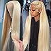 Blonde Human Hair Lace Front Wigs for Black Women 150% Density Brazilian Silky Straight 613 Lace Front Wig with Baby Hair Pre Plucked Bleached Knots 18 Inch
