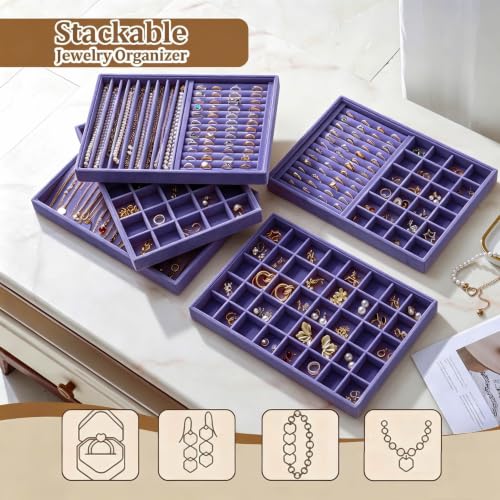 Image of Large Velvet Jewelry Tray Display Drawer Inserts 2 Pack
