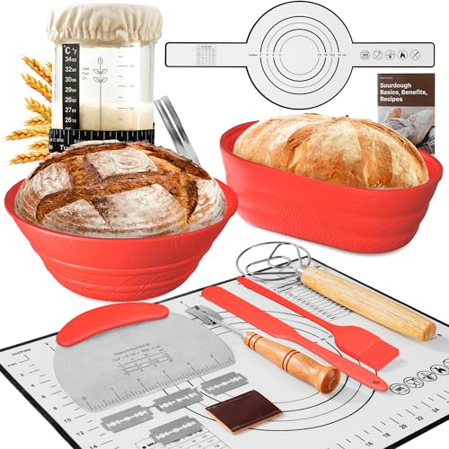Sourdough-Starter-Kit-with-Jar--Complete-Sourdough-Bread-Baking-Supplies-for-Beginners-Includes-2-Silicone-Proofing-Baskets-Baking-Mat-Sour-Dough-Kit-Red