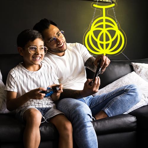 Image of WonderfulLife Japanese Game Ring Neon Sign for Gamer Zone Decor,Led Lights for Man Cave Internet Bar or Bedroom Decoration.5V USB Powered,Easy Hanging.