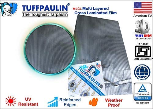 Image of TUFFPAULIN 18FT X 15FT 200 GSM Silver Super Heavy Duty Tarpaulin Tirpal Tadpatri Tharpai Thadika, Reinforced Eyelets, UV Resistant, Waterproof, 6 Layer MLCL 3D Rib Technology-1 No.