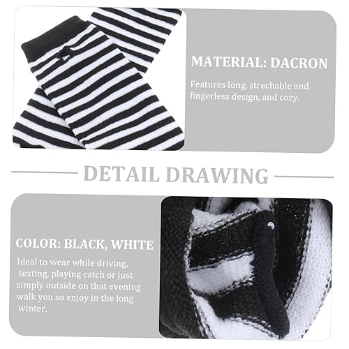 Striped Arm Warmers Knit Fingerless Long Gloves for Winter Warmth Suitable for Boys for Driving Texting and Outdoor Activities4