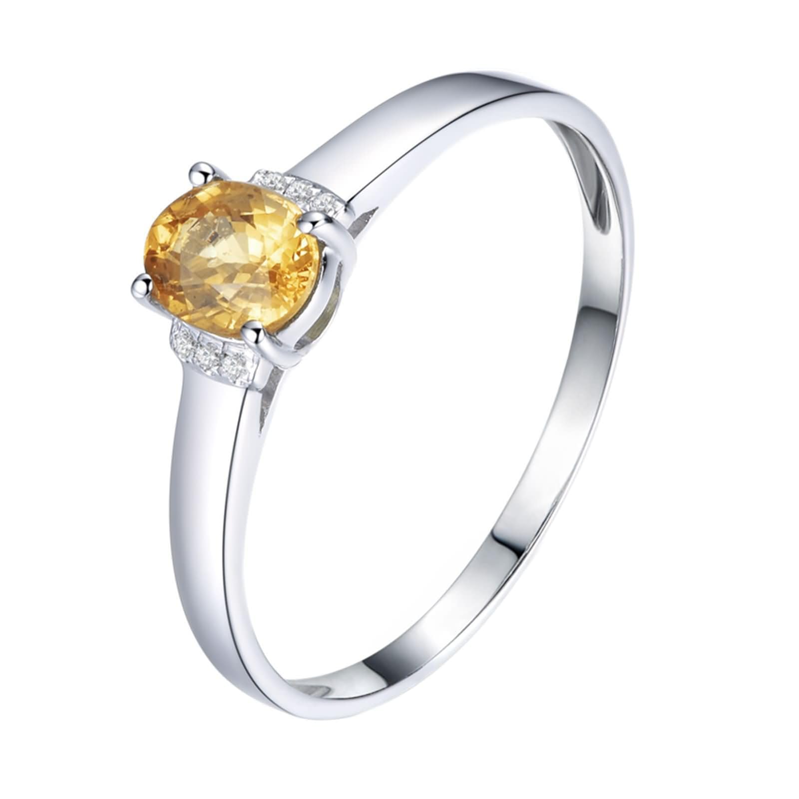 Pierścionki Fedina Białe Złoto 9K / 14K / 18K 750 Kobiety, 4 owalne szczęki 0,55 ct żółte szafir i diamenty, żółte srebrne pierścionki damskie wieczność