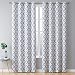 HLC.ME Lattice Print Thermal Insulated Room Darkening Blackout Window Curtains for Bedroom - Platinum White & Grey - 52" W x 84" L - Pair