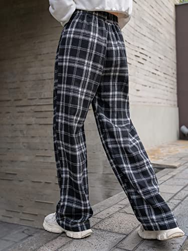 Floerns Women's Plaid Print Elastic Waist Sleepwear Pajama Bottom Pants2