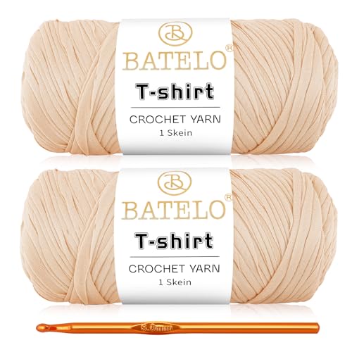 Image of 2 Pack Crochet T-Shirt Yarn - High Elastic Thick Yarn Polyester Fabric (Light Khaki) - 400g /144yds