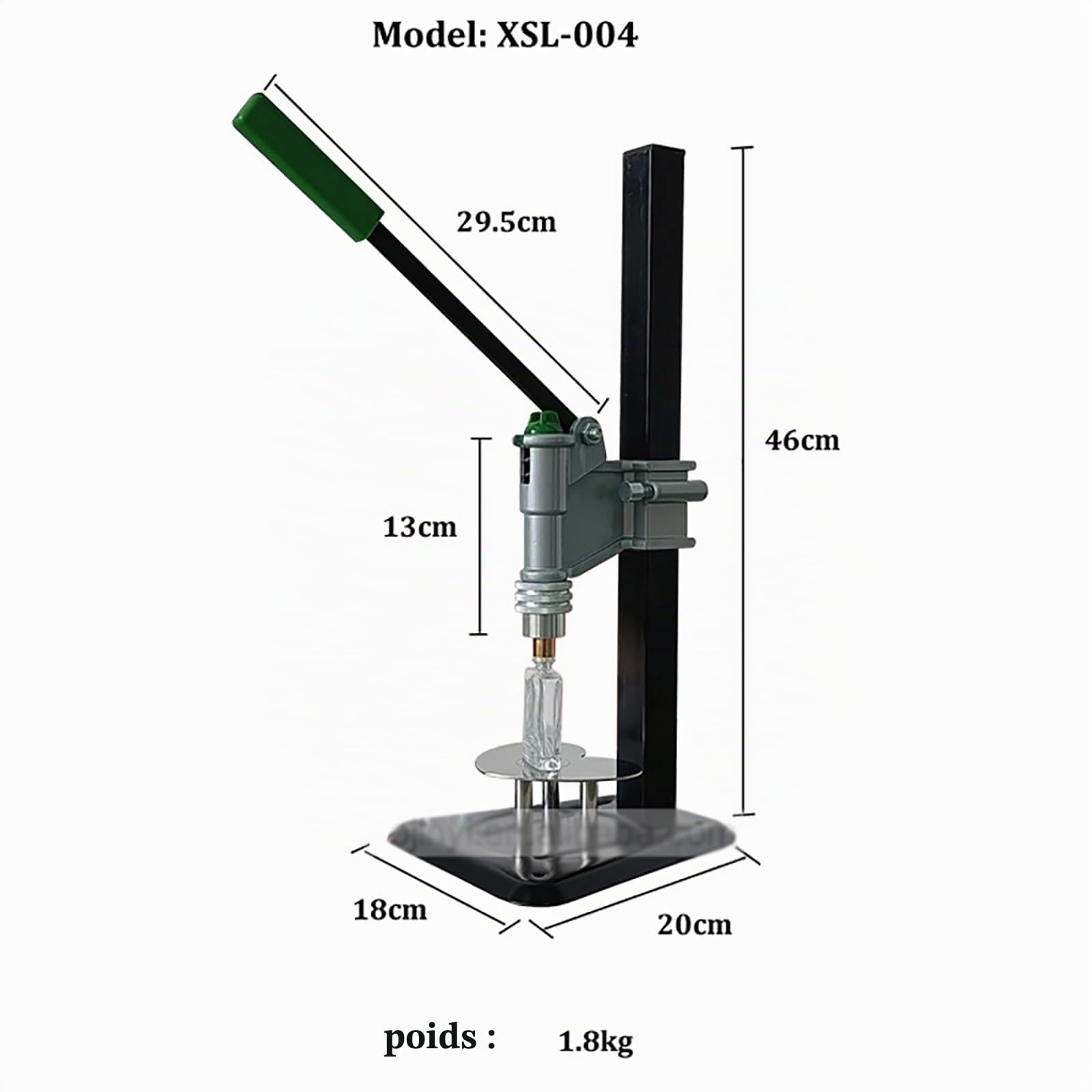 Capsuleuse de Parfum Manuelle, Machine de capsulage de Presse en Acier Inoxydable avec poignée de 13 à 15 mm, Machine de sertissage de Bouteilles réglable en Hauteur, sertisseuse de Parfum