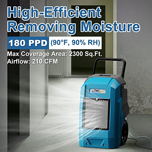 Image of ALORAIR 180 Pints LGR Industrial Dehumidifier with Pump and Drain Hose, Portable Commercial Dehumidifier with Wheels for Home, Basements, Garages, and Job Sites, 6-Year Warranty