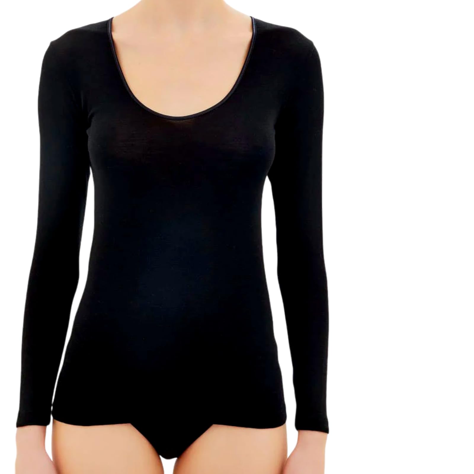 LADY·C Camiseta de invierno de manga larga para mujer de lana simple