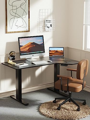 Marsail L Shaped Electric Standing Desk, 55X34 Inch Standing Desk Adjustable Height With Headphone Hook, Large Computer Desk Sit Stand Desk For Home Office Sturdy Writing Workstation #TOP1