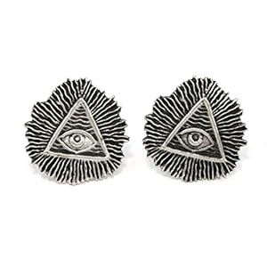 Manchetknopen met oog, dat alles zichtbaar (verlicht) met geschenkdoos