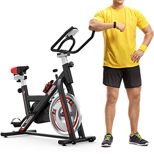 HAPICHIL Exercise Bike for Cardio Training, Stationary Bikes, Flywheel Bicycle with Resistance for Home Gym, Adjustable Seat, LCD Display