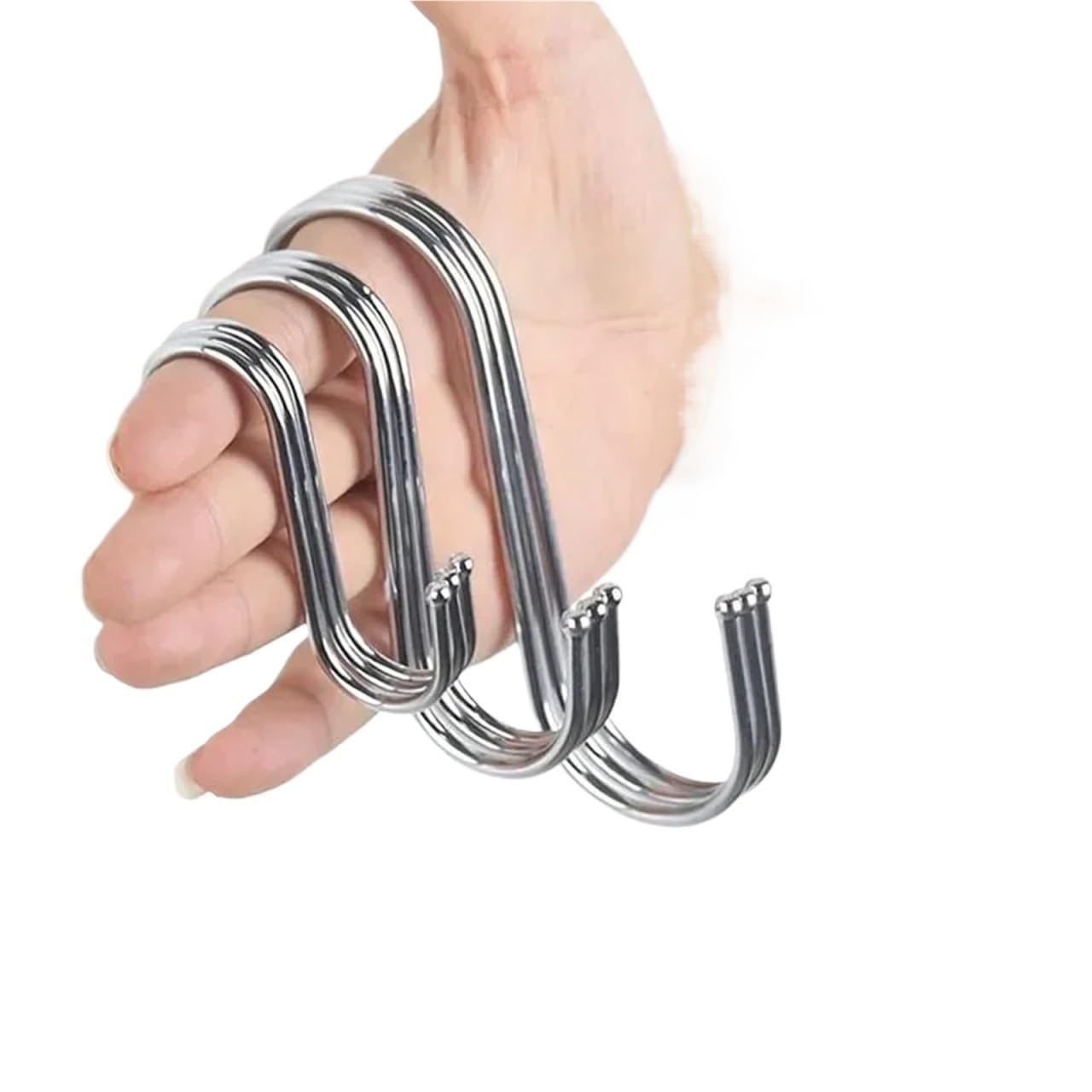Ganchos en forma de S de Metal plateado, ganchos en forma de S de acero inoxidable for cocina, baño, bolsas, ropa, toallas, soportes colgantes de plantas, 100/10 Uds.(Small 5.5cm,100PCS)