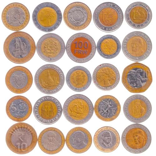 Lot de 20 pièces bi-métalliques du monde mixtes collection