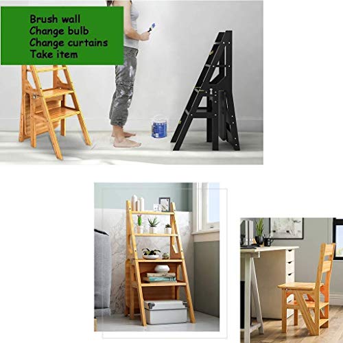 Tabouret escabeau pliable en bois à 4 marches avec dossier pour maison