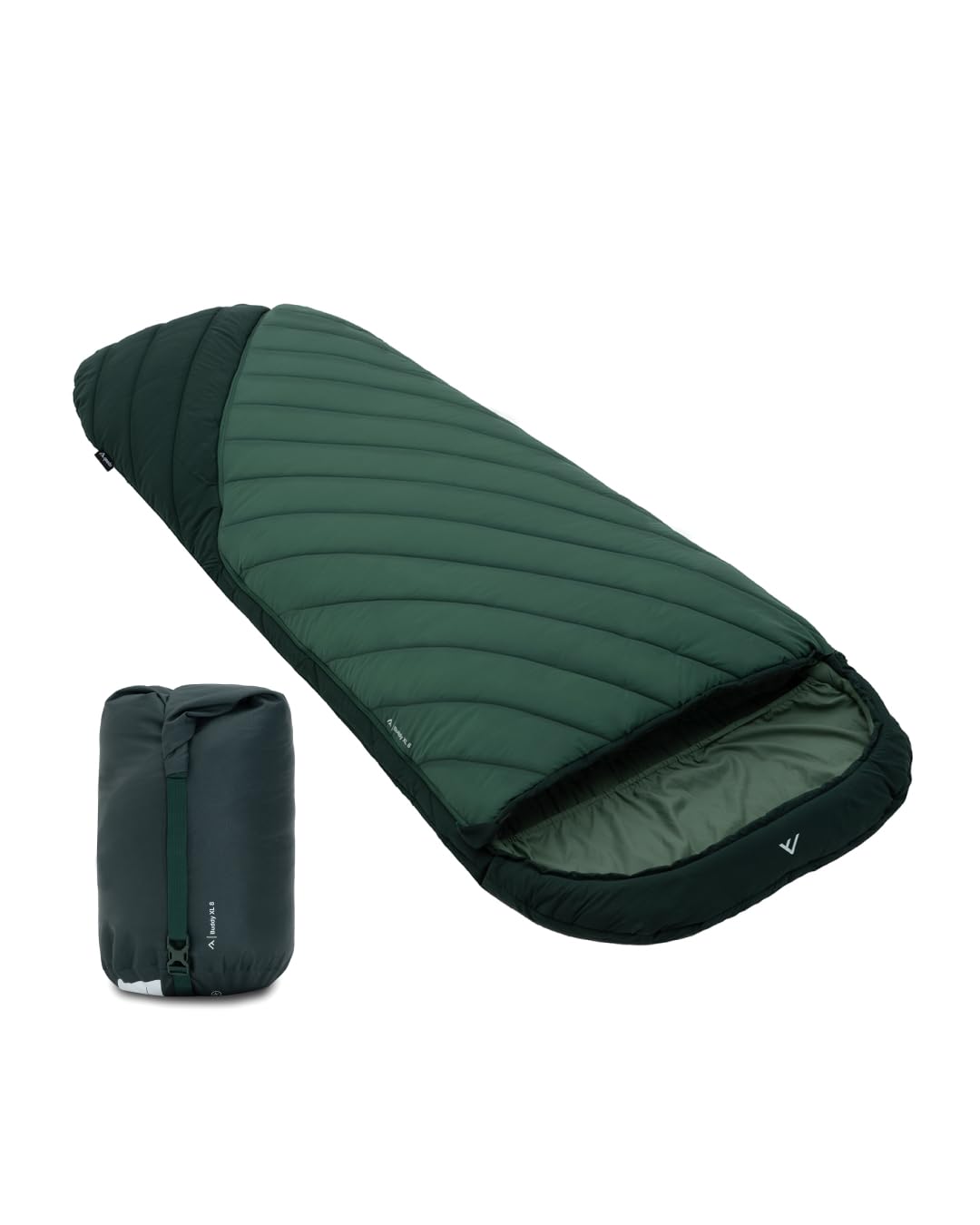 qeedo Buddy XL 8 Schlafsack XXL, extra breit, Outdoor Sommer (8-25°C) 3 Jahreszeiten - Mumienschlafsack Erwachsene & Jugendliche (bis 220cm), Peach-Skin-Oberfläche