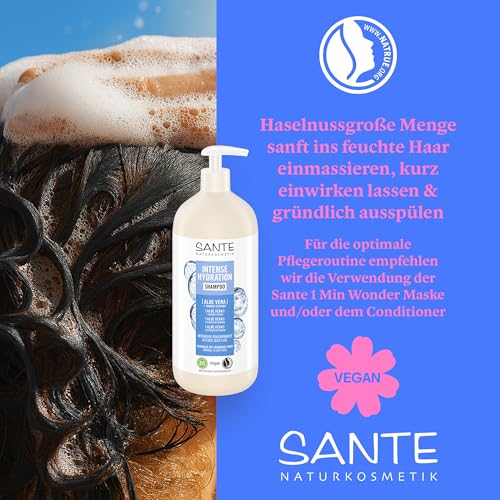 SANTE Naturkosmetik Intense Hydration Shampoo - 950 ml - mit Aloe Vera & Mango-Extrakt - Haarshampoo für trockenes Haar - sulfatfrei & vegan - dermatologisch getestet