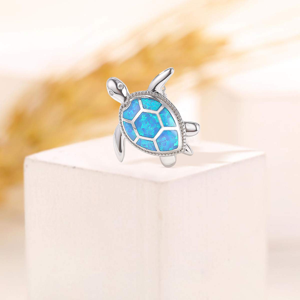 PRAYMOS Tier Halskette Schildkröte/Flamingo/Hai Opal Abalone Anhänger 925 Sterling Silber Kette Geschenke für Damen Mädchen
