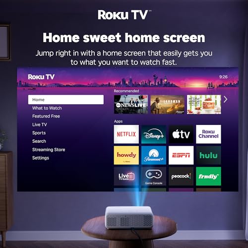 image for Aurzen Roku TV Smart Projector with Wifi and Bluetooth, Roku Streaming