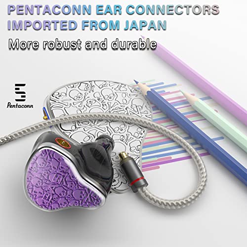 Image of BASN Bmaster5 in Ear Monitors, 1DLC Diaphragm+4BA 5 Drivers IEM Earphones with Silver-Plated OFC Cable, Noise Isolation Wired Earbuds for Musicians (Purple)